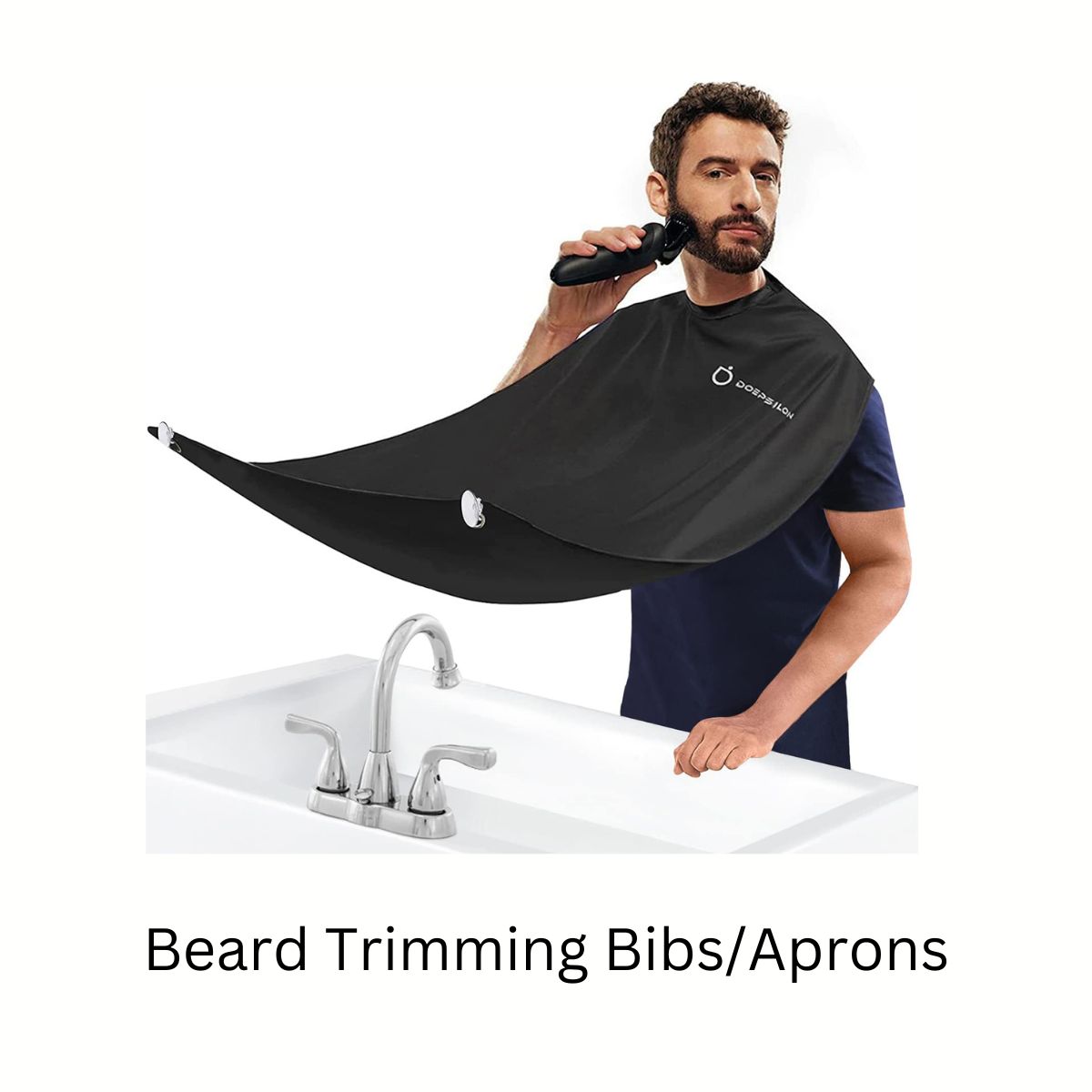 man using a beard trimming catcher apron