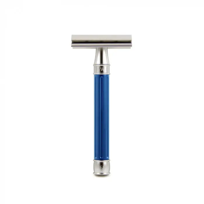 3ONE6 Stainless Steel Anodised Blue DE Safety Razor