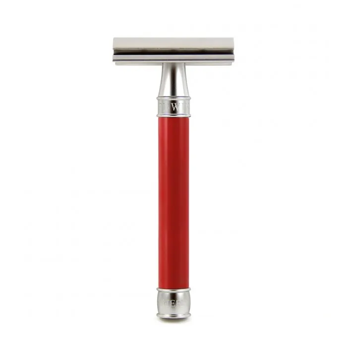 3ONE6 Stainless Steel Red DE Safety Razor