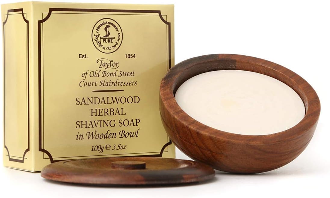 Taylor of Old Bond Street 100g Wooden Bowl Sandalwood Herbal Shaving Soap