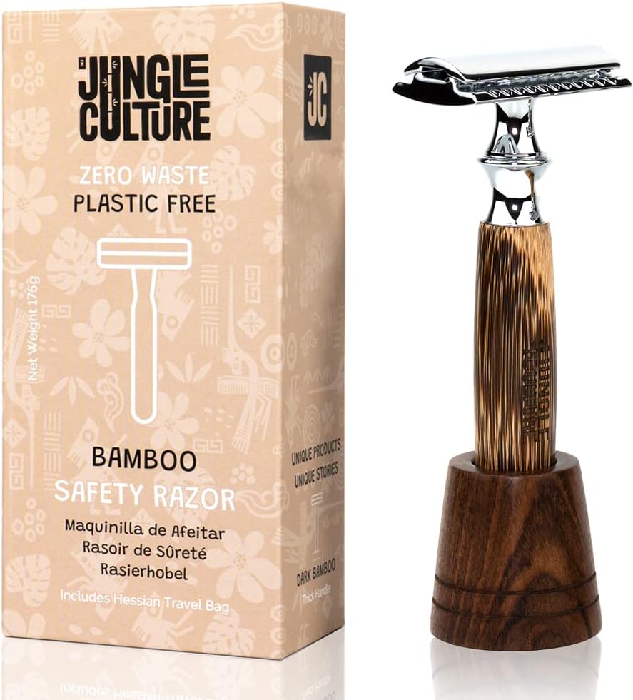 Jungle Culture® Bamboo Safety Razor for Men & Women with STAND