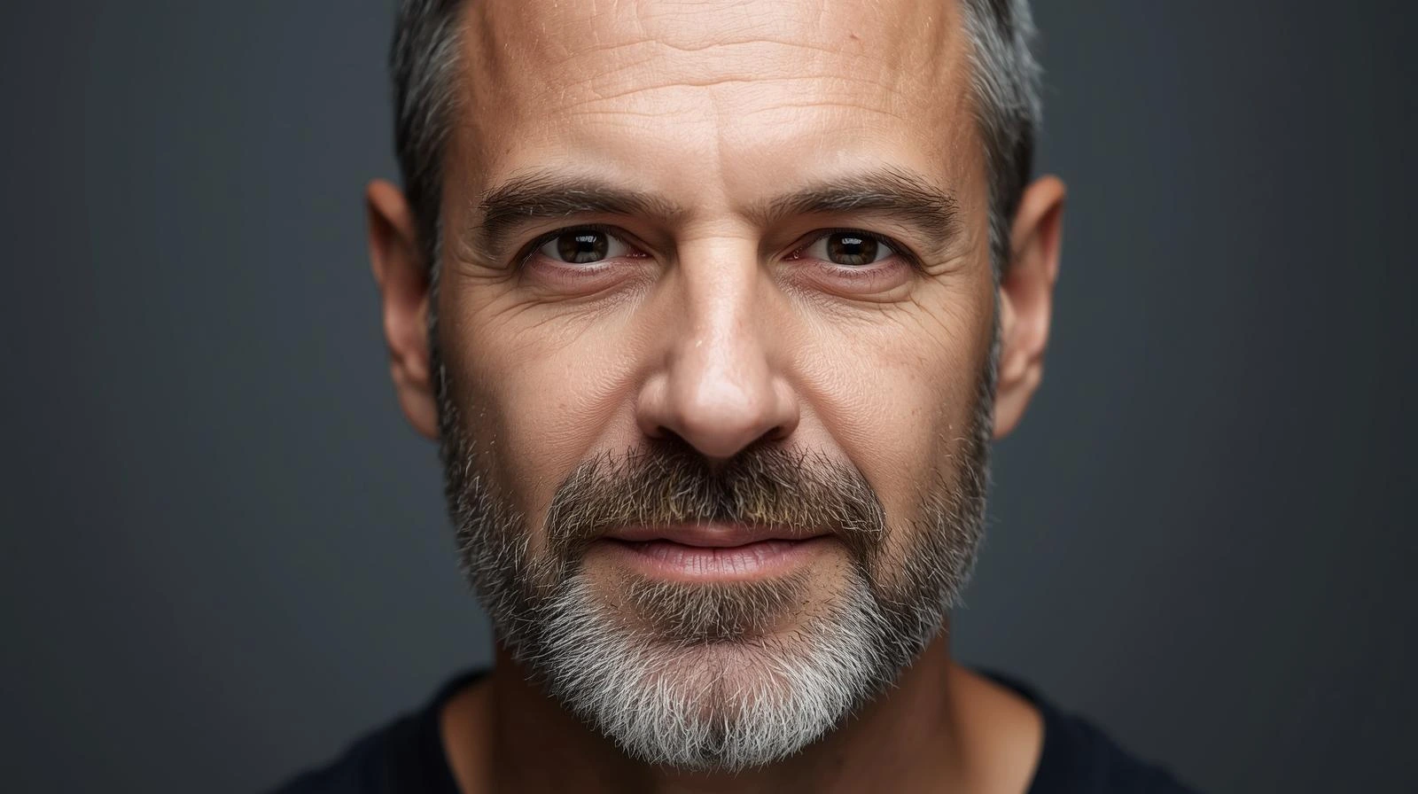 someone in their 40s with a grey beard man with a grey beard