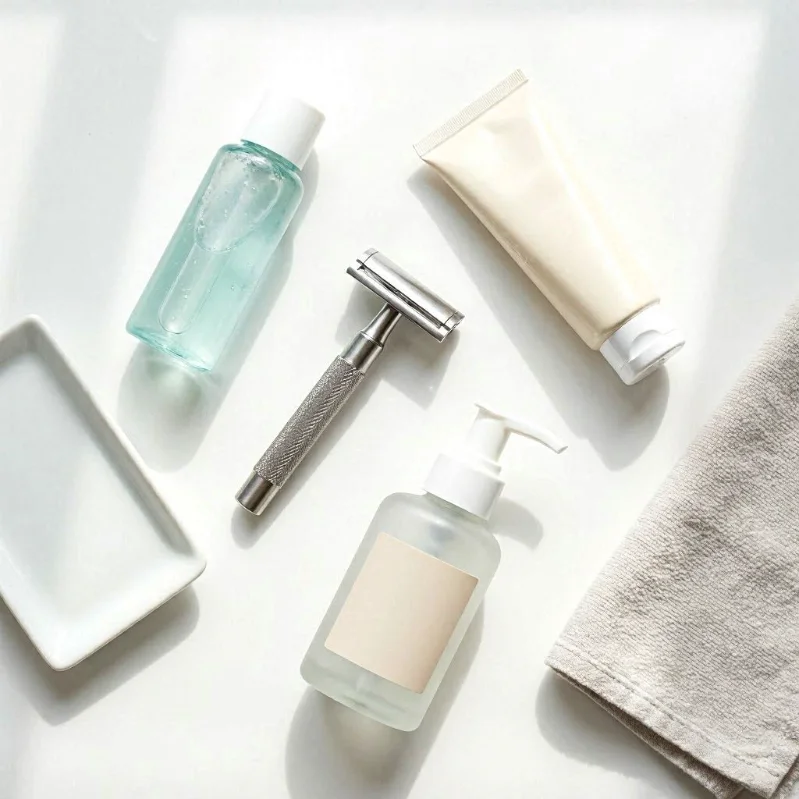 a lightweight shaving gel, a hydrating shaving cream, a safety razor, and a soothing moisturiser