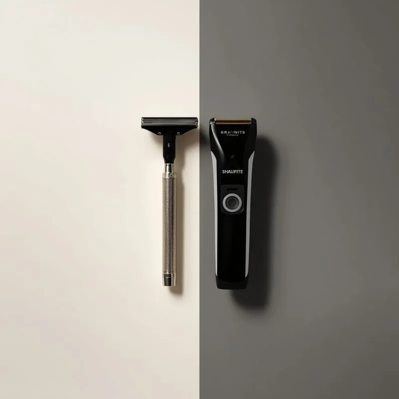 a safety razor on one side and an electric shaver